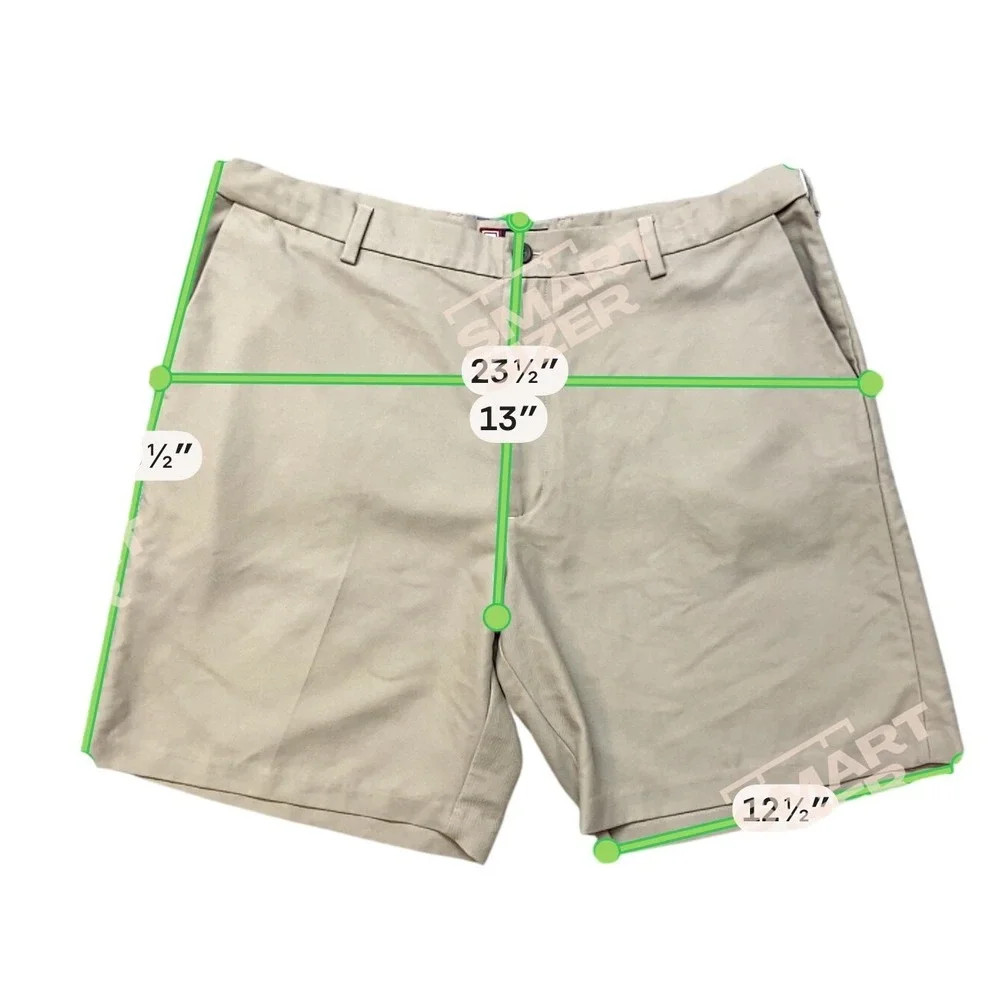 Chaps Mens‎ Khaki Chino Shorts Tan Flat Front Cotton Blend Size 40 Golf Casual